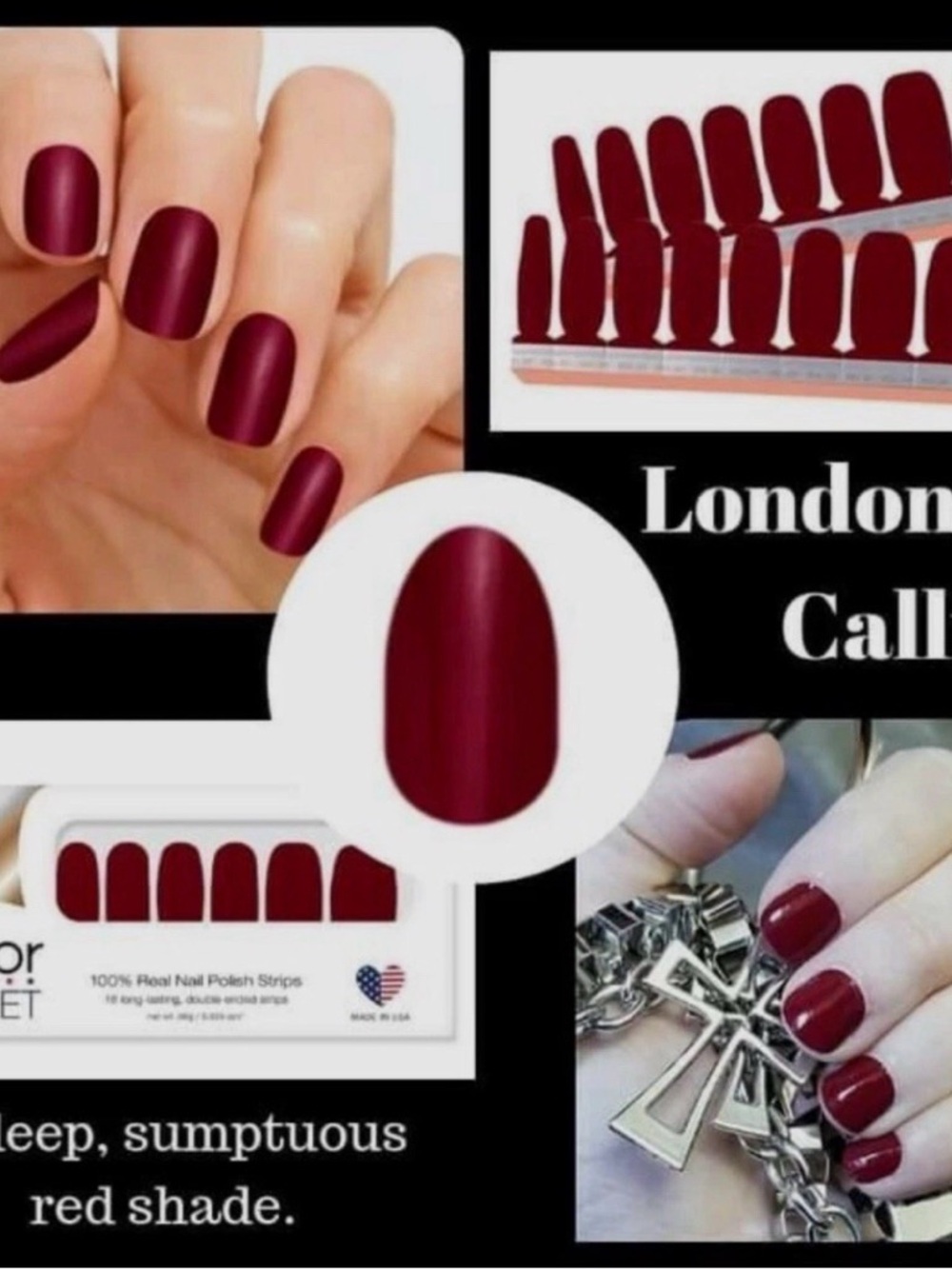 NIP Color Street Set of 16 Nail Polish Strips,London Calling,Easy Peel and Apply